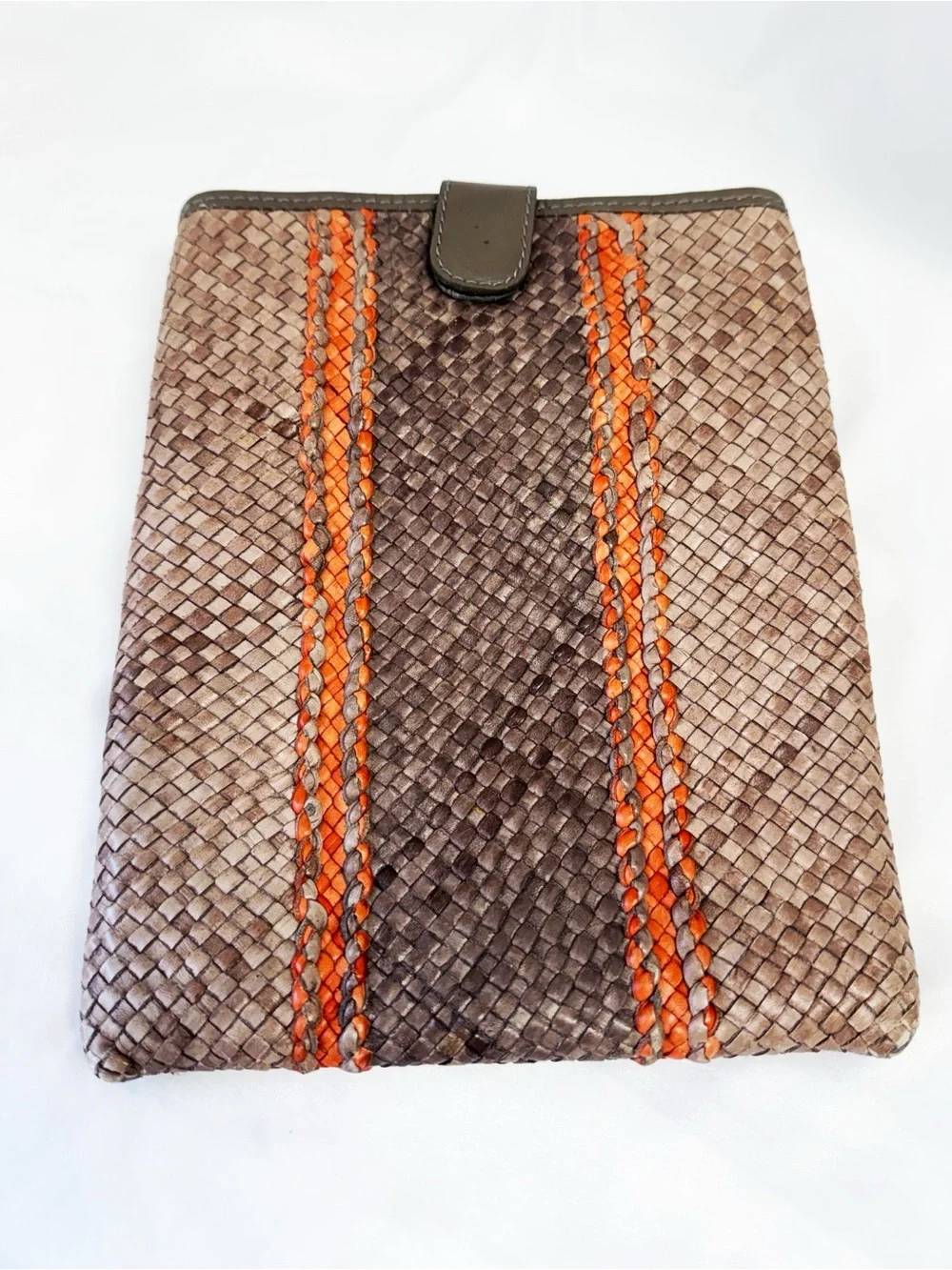 LANCE NY Leather Woven IPad Sleeve With Magnetic Closure 8”x10”